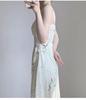Chinese Ink Bamboo Print Spaghetti Strap Fairy Mori Girl Slimming Summer Dress