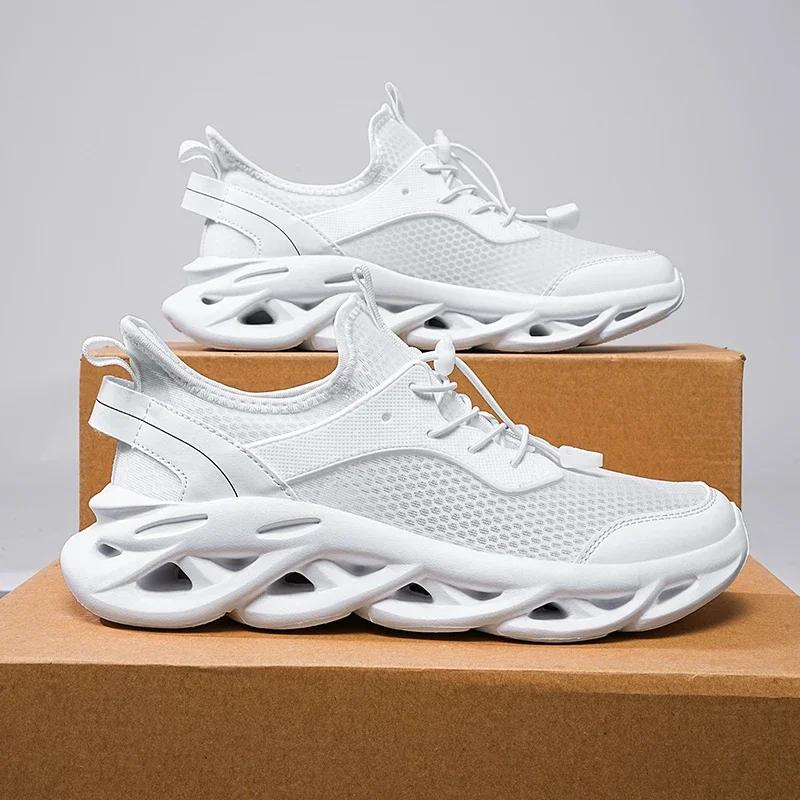 

White Running Shoes Men Sneakers Lightweight Trainers Breathable Walking Shoes Comfortable Athletic Sport Shoes for Men 48 білий