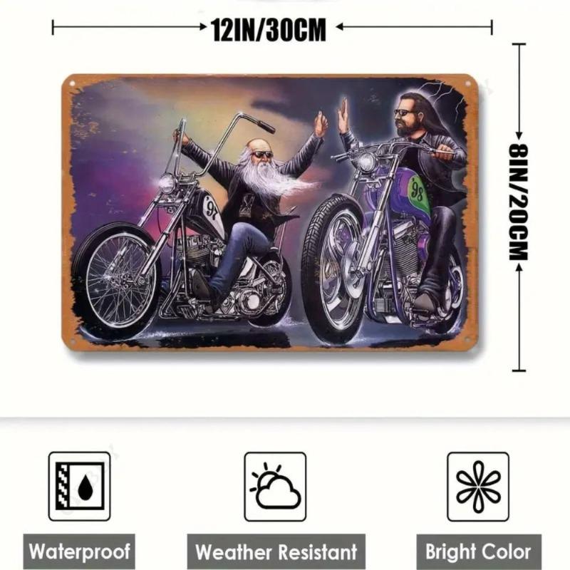 Motorcycle Metal Wall Sign, Garage Bar Decor 20x30cm