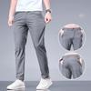 Zomer Zakelijke IJszijde Broeken Recht Elastische Taille Zwart Grijs Broeken Ademend Eenvoudig Mannen Kleding Casual Kostuumbroeken