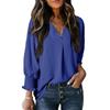 Women's Autumn and Winter V-neck Casual Long-sleeved Loose Shirt Top