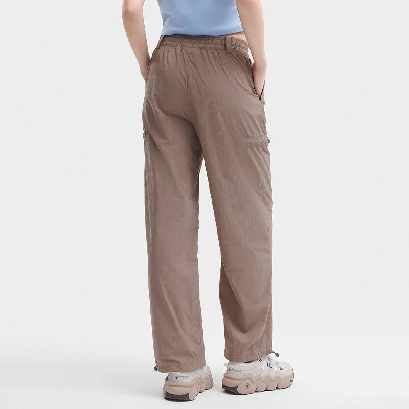 Fila Solid Color Tapered Woven Casual Pants Women Bottoms Apricot Brown F51W429801F-DK
