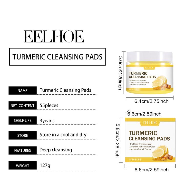 Turmeric Kojic Acid Face Cleaning Pads 55pcs Moisturizing Oil Control Disposable Sponges for Daily Facial Care and Quick Makeup Removal