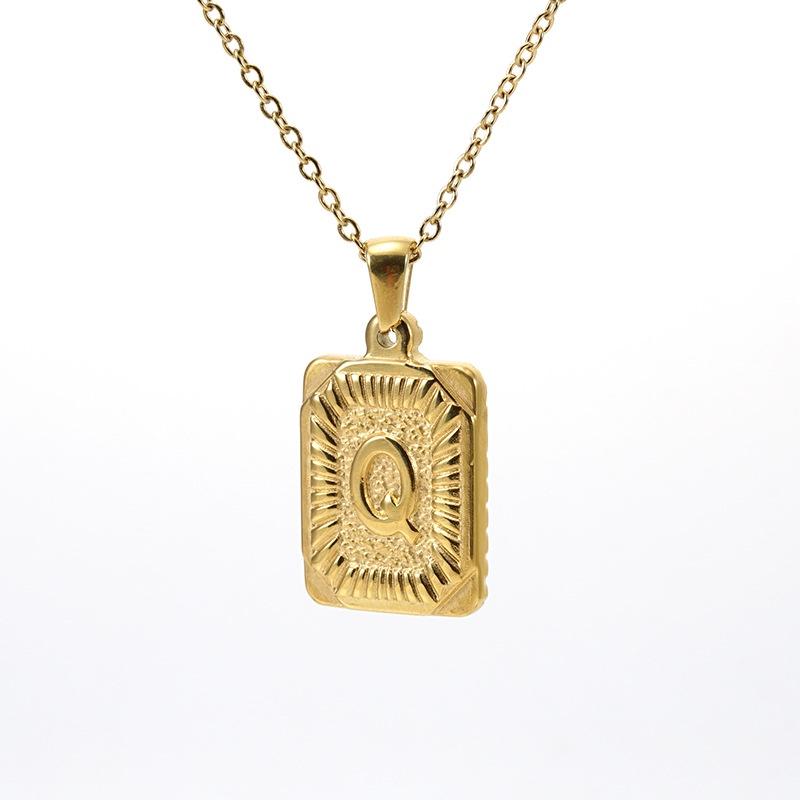 Stylish 18k Gold Stainless Steel Letter Pendant Necklace For Men O-type Cross Chain Non-fading