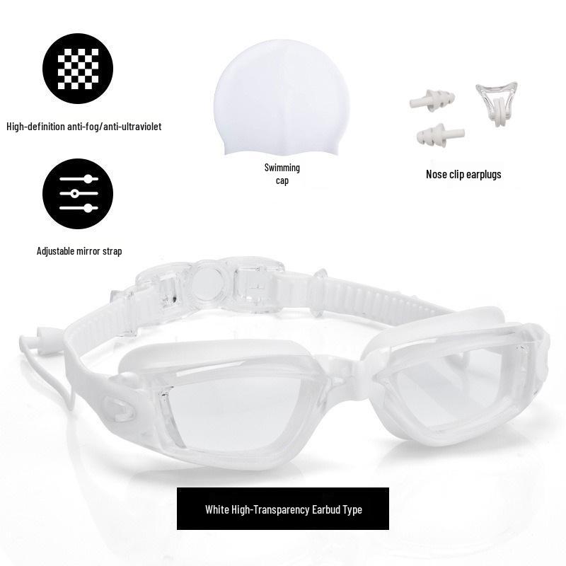 Professional Adult Racing Swim Set: Anti-Fog Silicone Goggles with Plated Waterproof Glasses