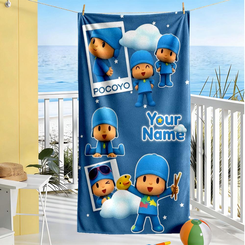 Pocoyo Personalized Text Beach Towel High Absorbency Quick-Dry