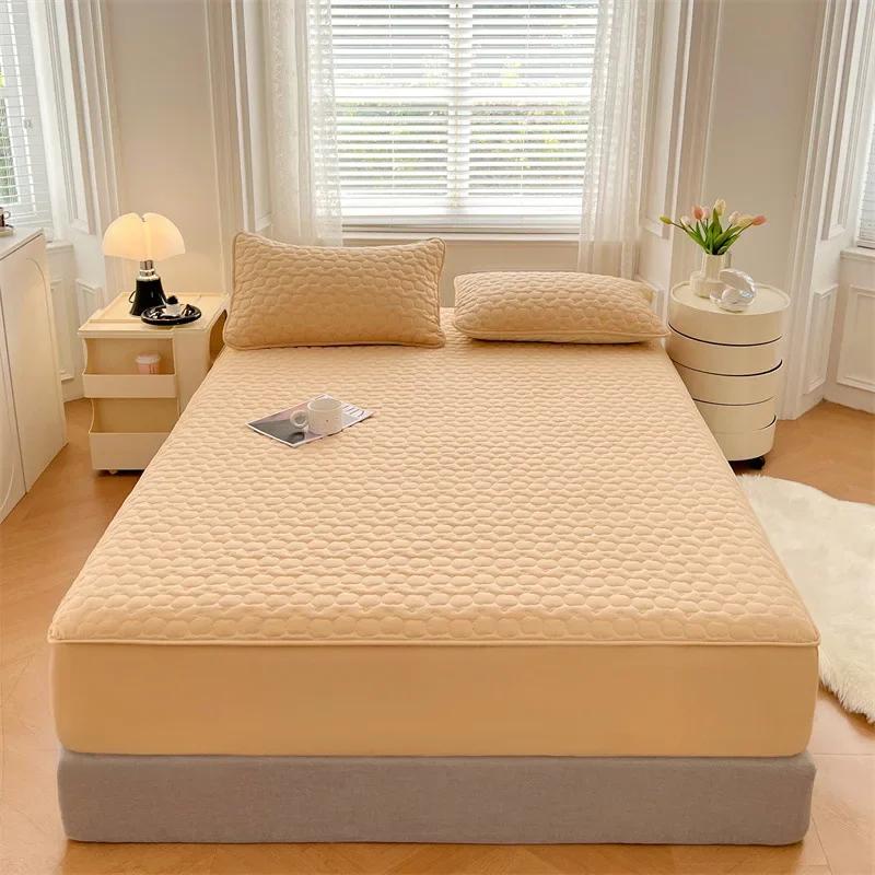 New Class a Antibacterial Waterproof Four Seasons Cotton Padded Thickened Fitted Sheet Mattresses Protective Cover