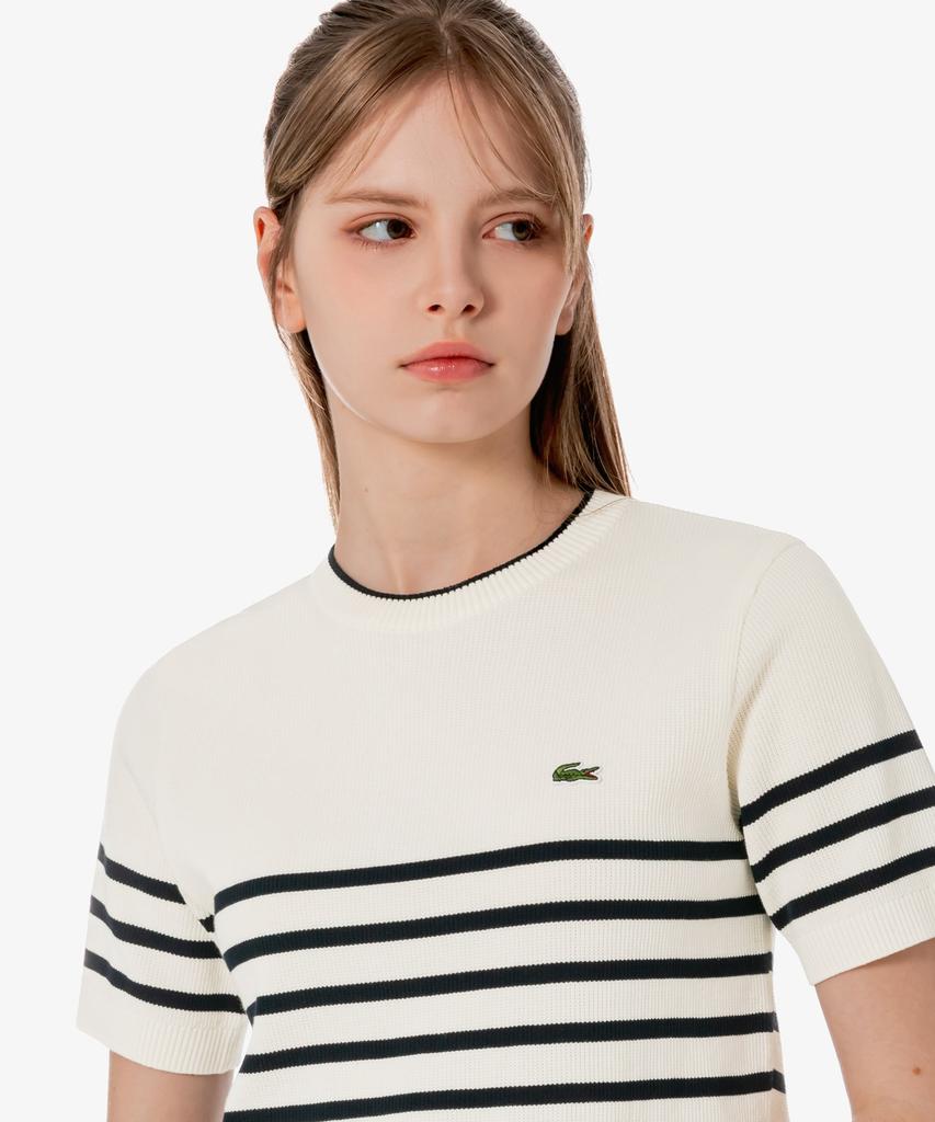LACOSTE Women'S Striped Short Sleeve Sweater Af415E-56G 70V