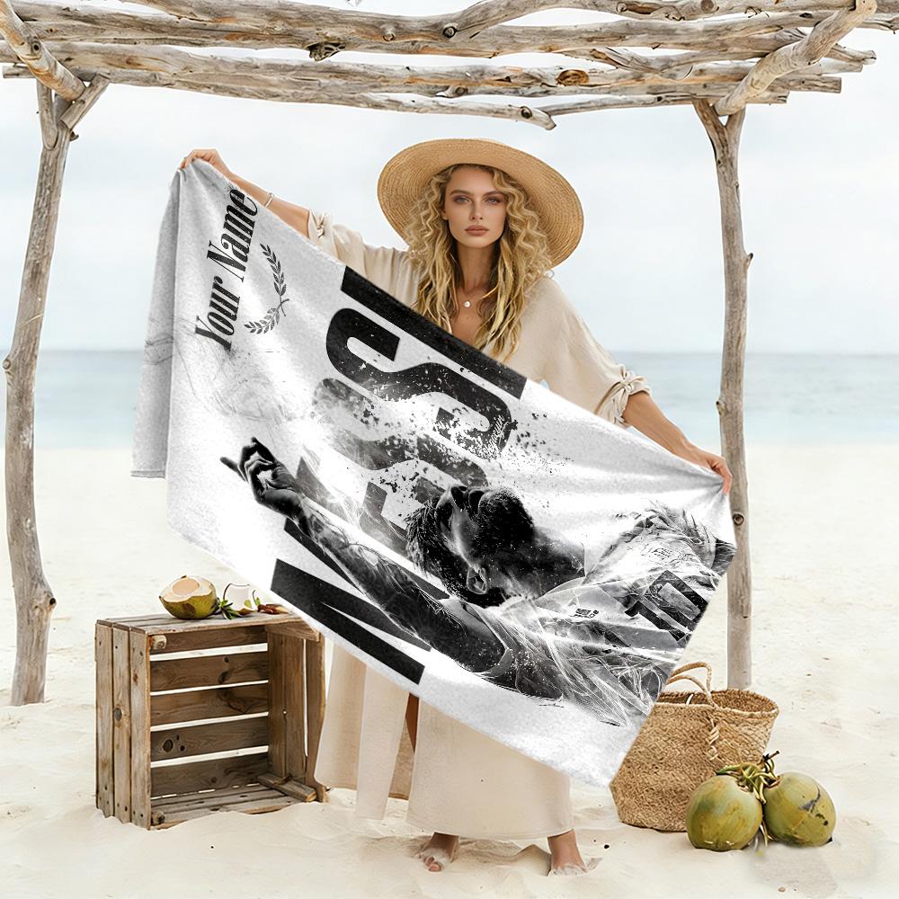 Football Messi Personalized Text Beach Towel Soft Durable Quick-Dry Portable for SwimmingBeachCamping Travel Beach AccessoriesGym