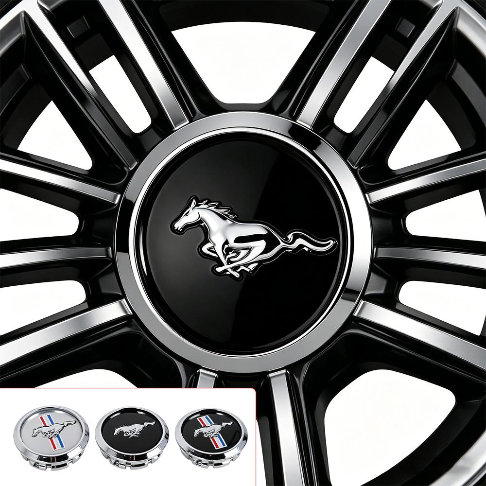 4 Stück 68mm Auto Radnabenkappen Abzeichen Auto Reifen Radkappe Zubehör für Ford Mustang Focus Fiesta Mondeo Kuga Ranger Shelby