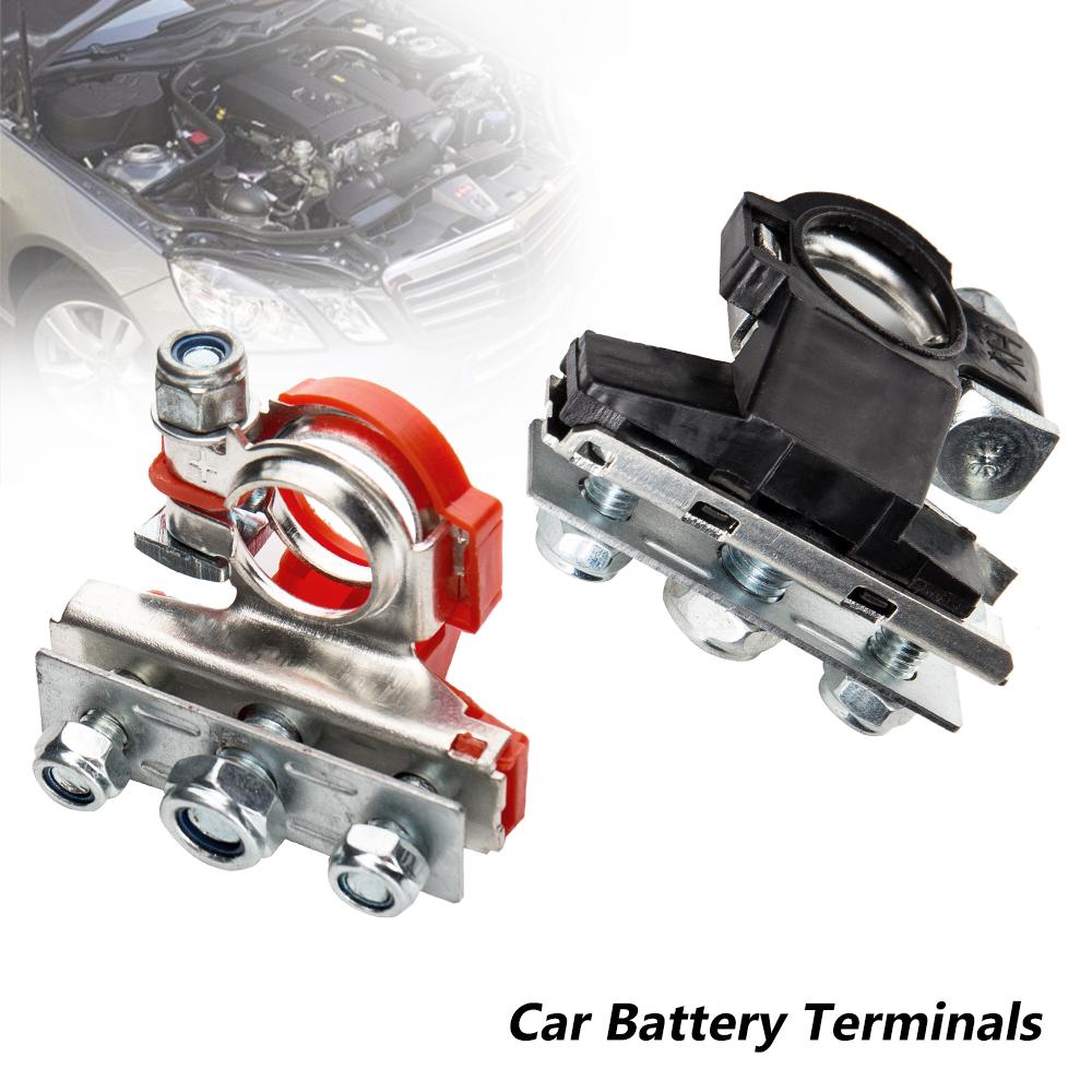 1 Pair of Brass Car Battery Terminal Connector 3 Way Positive and Negative Terminal Clamp Set Used for Cars and Trucks