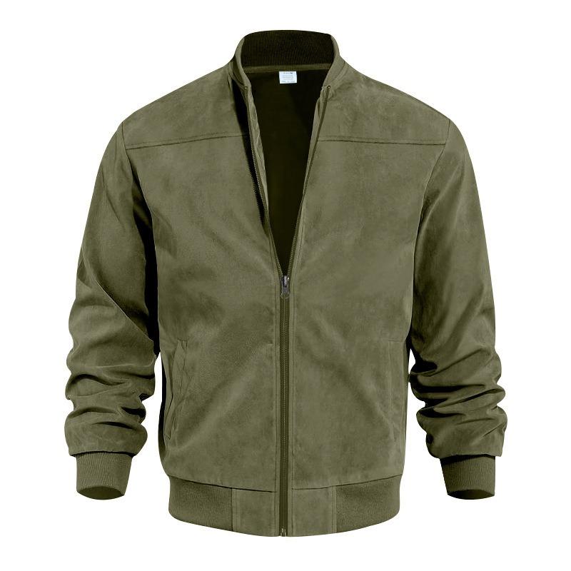 Men's Zip Stand Collar Athletic Warm Jacket Solid Color Long Sleeve Casual Top Casual Everyday Outfit
