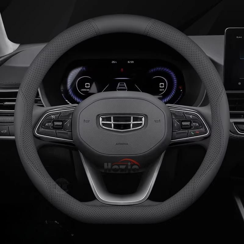 Leather Car Steering Wheel Cover for Geely Emgrand 2024 2025 2026 D type Interior Accessories