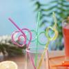 10pcsDisposable Shaped Straws for Festivals and Parties, Colorful Food-Grade Curved Straws, Transparent Irregular Artistic Plast
