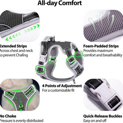 Cross-Border Breathable Explosion-Proof Vest-Style Pet Harness with Handle and Reflective Strips for All Dog Sizes