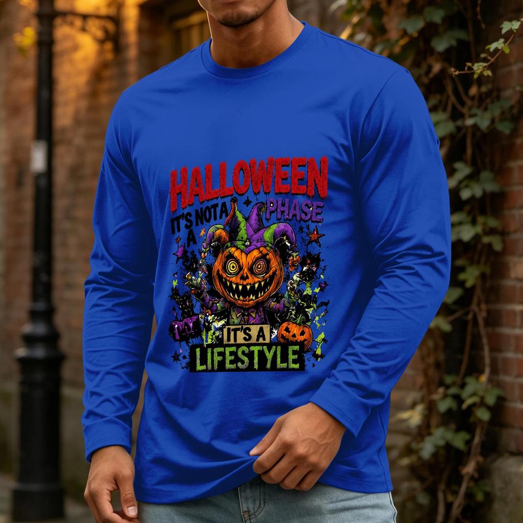 Men's Halloween Long Sleeve Neck Casual T-Shirt for Holiday Party