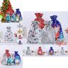 5pcs Christmas Sacks Reusable Drawstring Gift Bags With Cute Holiday Designs