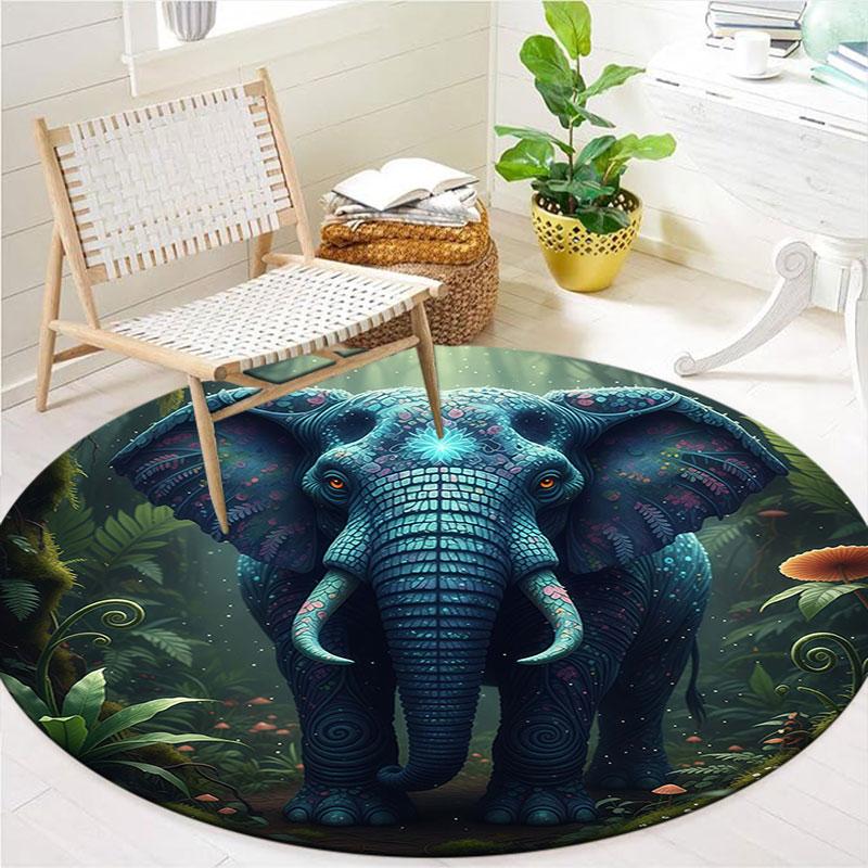 AnimalsElves Round Area Rug,Carpet Rug for Living Room Bedroom Sofa Playroom Decor,Non Slip Floor Mat