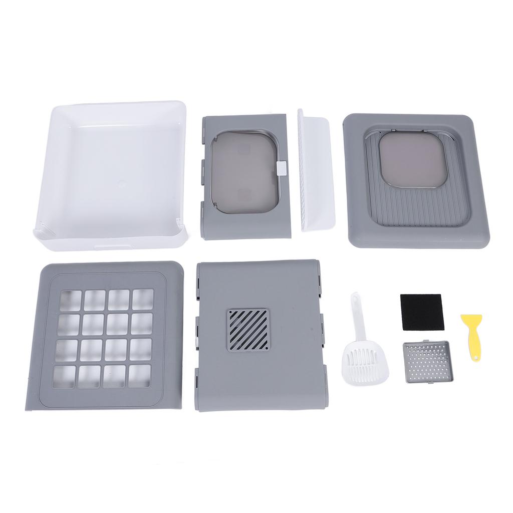 Foldable Cat Litter Box Large Size Top Entry Anti Splashing Enclosed Kitty Litter Box for Home Pink