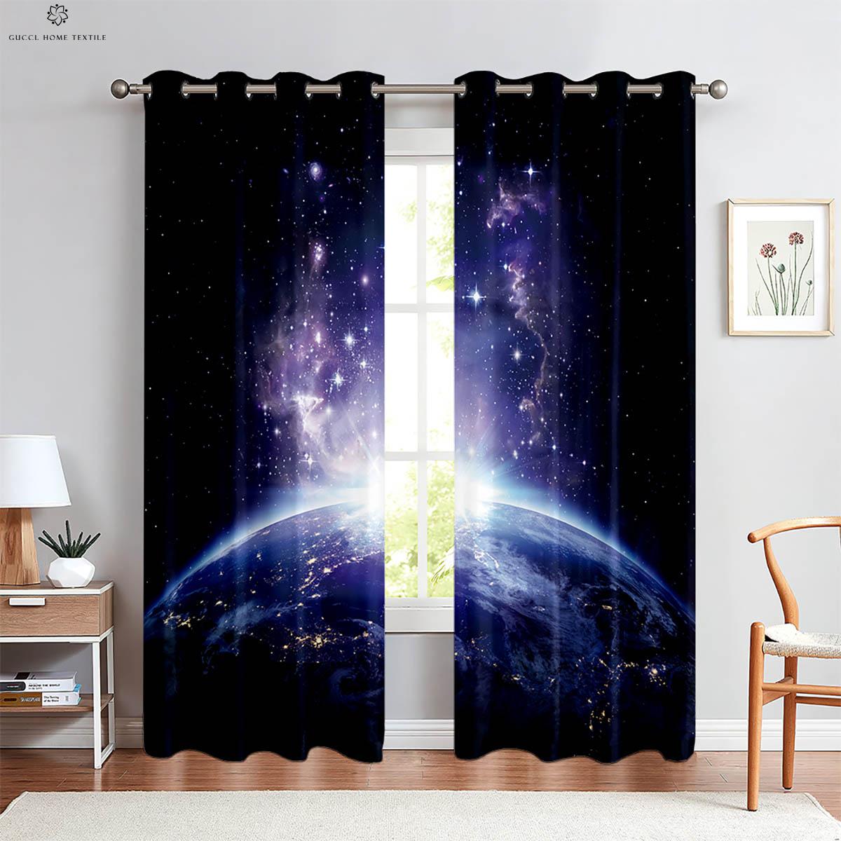 

Пейзаж Мечта Звездное Небо Планета 3D Печать Шторы Детская Комната Кабинет Гостиная Атмосфера Декоративные Шторы 2 ШТ W50xH130(CM)x2PCS&Grommet Top