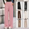 Nuovi Pantaloni Larghi Dritti da Donna, Casual, Monocolore, Pantaloni Comodi con Drappeggio per Autunno Inverno