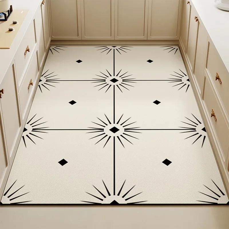 Kitchen Carpet Large Area Rug Pvc Floor Mat Waterproof Oil-proof Leather Foot Mats Home Decoration Plaid Rugs Alfombra De Cocina