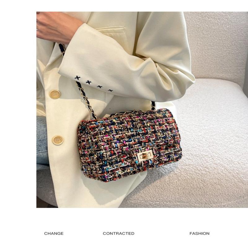 1Pc Xiaoxiangfeng Woolen Bag Women's Bag New Trendy Popular Korean Version Fashion Versatile Chain Single Shoulder Messenger Bag