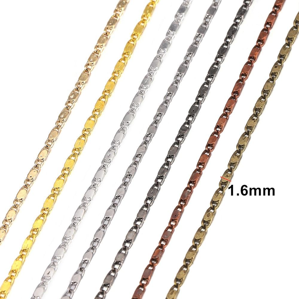 5 Meter/Lot 1.6mm Metal Copper Earring Anklet Neackalce Chains Accessories for Bracelet DIY Jewelry Making Handcrafts Supplies