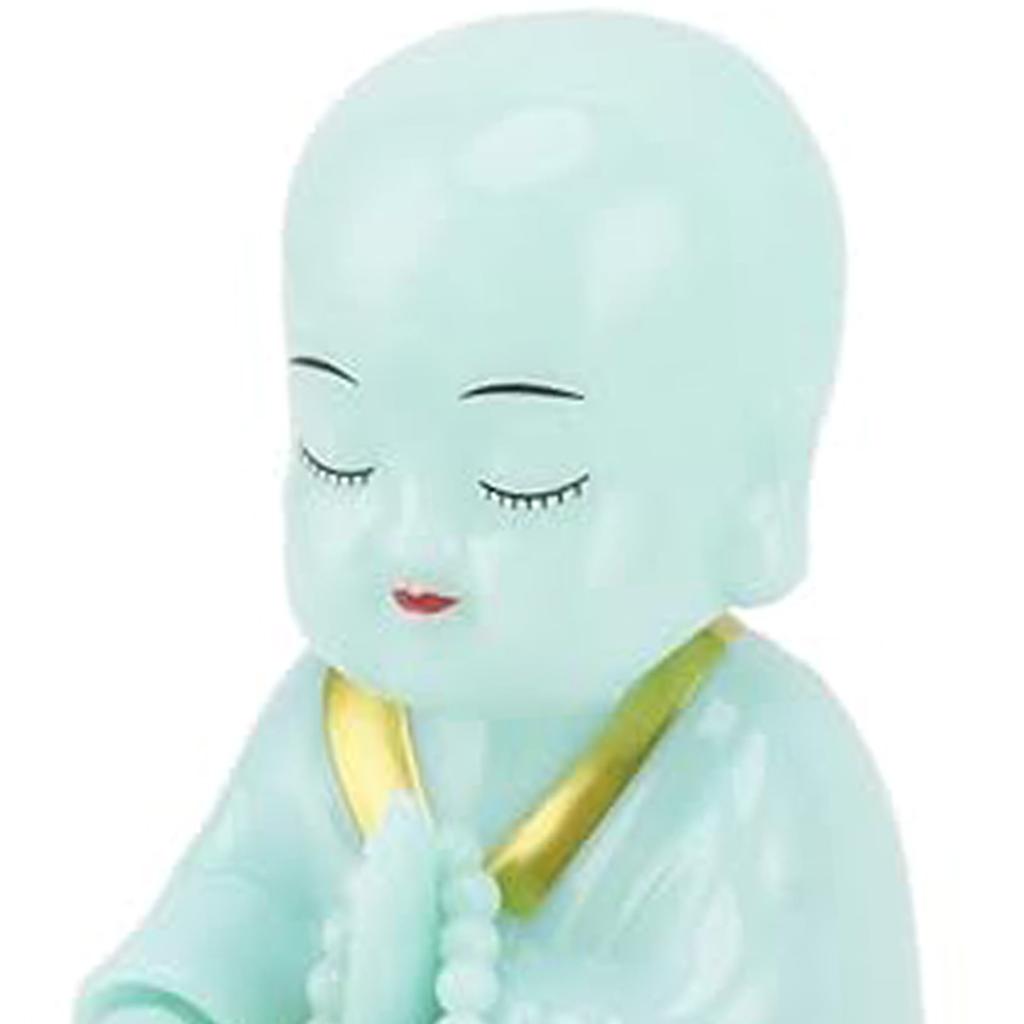 Little Monk Figurine Solar Ornament Auto Nodding Knocking Buddha Statue Toy for Car Dashboard