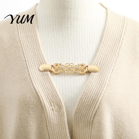 Waist Cincher Clip Vintage Cardigan Sweater with Rhinestone, Hold Together, Retro Women Clips for Dress Shawl, Clothing Accessories Decorative
