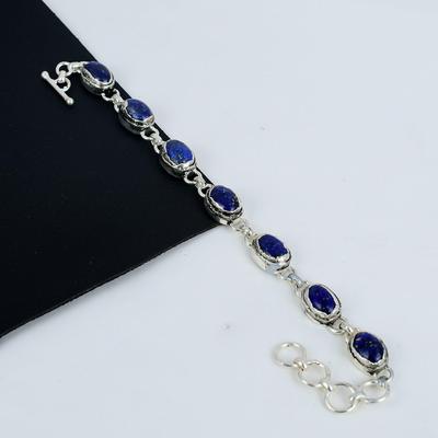 Fantastisk Lapis Lazuli Ædelsten Håndlavet 925 Sterling Sølv Armbånd, Lapis Lazuli Armbånd Til Kone, Unisex Armbånd Festtøj Gave