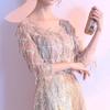 Large Size Evening Dress Dress Women's New Fat Mm Temperament Thin Sequins Celebrity Host High-end Atmospheric Chorus Performance Clothes