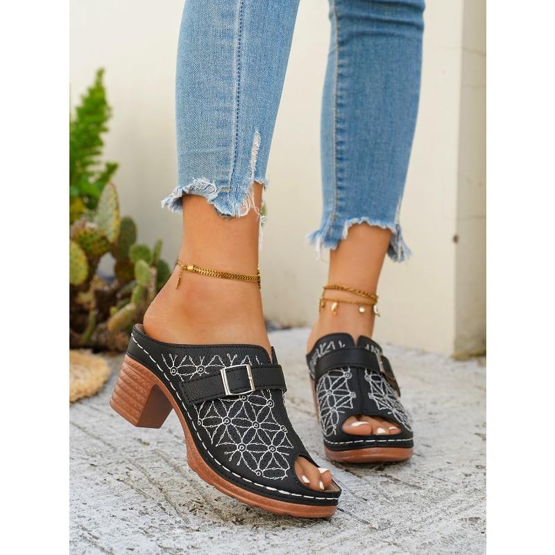 Women's High-Heel Closed-Toe Backless Hollow Fashion Sandals, Stylish Comfort Footwear, Available In Large Sizes.
