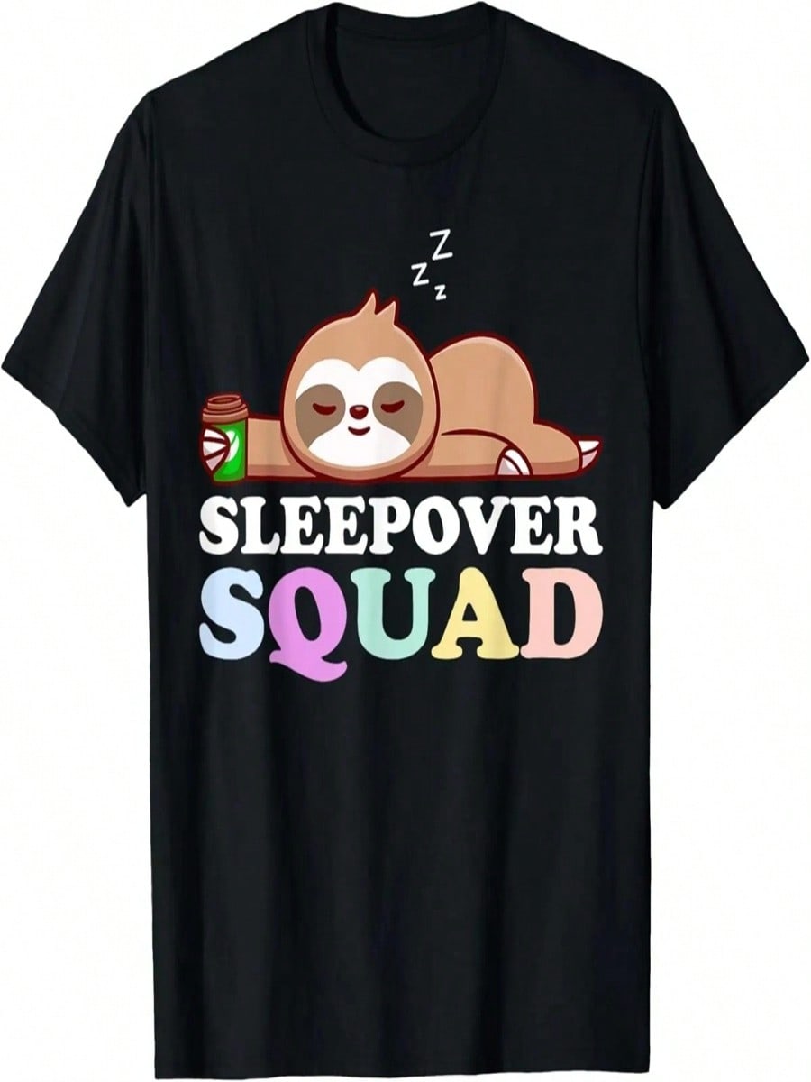 Sleepover Squad Slumber Party Squad Pajama Sloth Sleeping T-Shirt S разноцветный