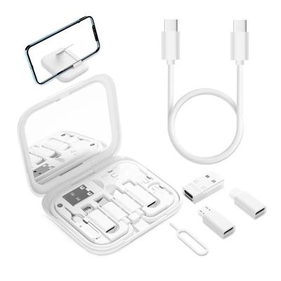 Adaptador USB Estuche para cable de carga múltiple Estuche para cable de datos con soporte para teléfono Pin para tarjeta SIM 9 en 1 Kit de carga rápida USB tipo C
