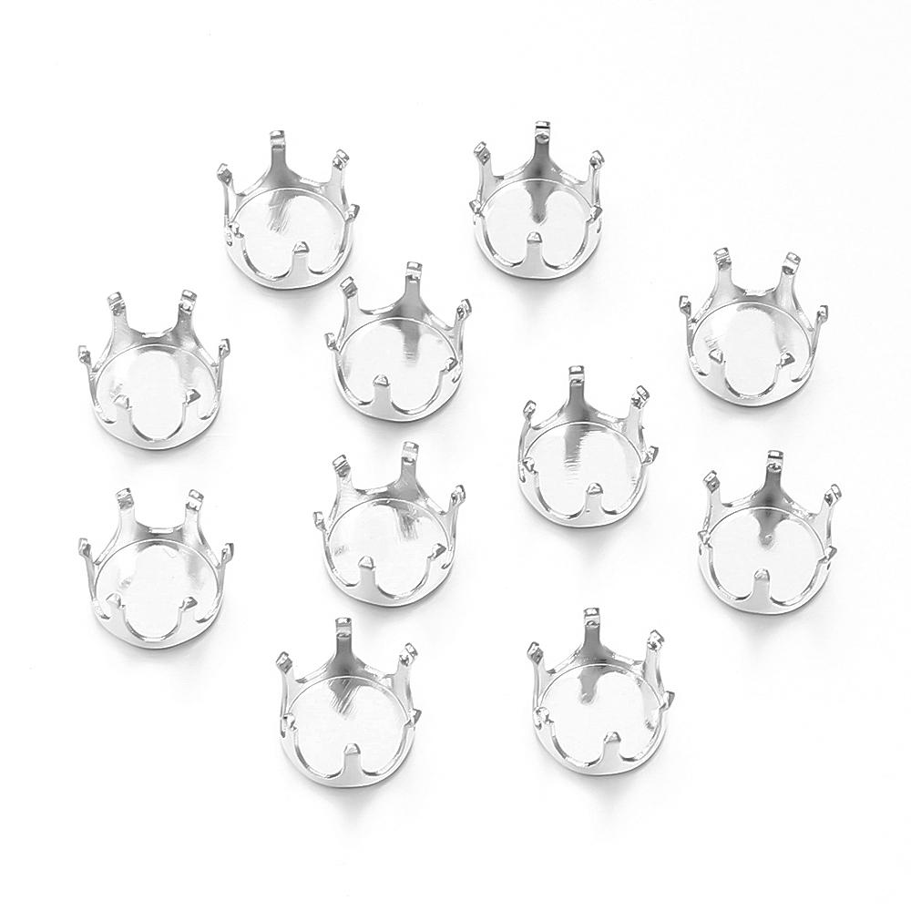 20-100pcs Square Round 4 5 6 7 8 10mm Crystal Glass Cabochons Base Metal Claw Settings Stud Earring Base Cabochon Came Tray
