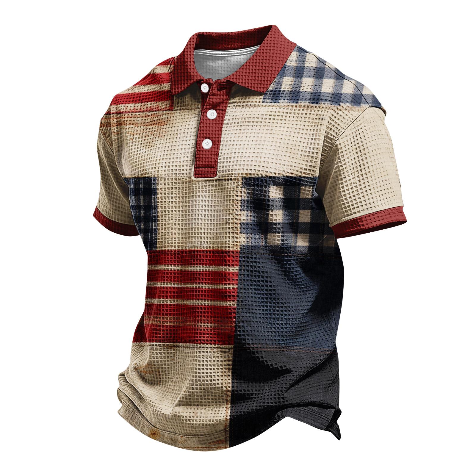 

Men s Single Breasted Button Down Short Sleeved Casual And Comfortable Top XL кавун червоний колір