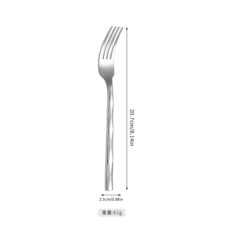 Square Handle Rhombus Stainless Steel Knife, Fork and Spoon High-grade Thickened Stainless Steel Western Tableware Restaurant Knife, Fork and Spoon