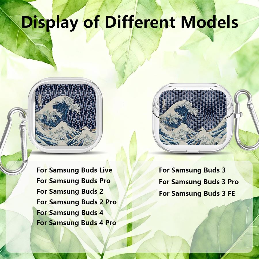 Wave Art Painting Case For Samsung Galaxy Buds Live 4 Pro 2 4Pro 3 FE 3Pro 2Pro Clear Earphone Cases Cover With Hook