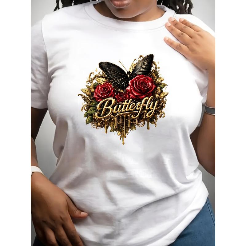 

Женская футболка с коротким рукавом Бабочки в искусстве , Европейский размер, Уникальный и модный предмет одежды, Универсальный повседневный топ, Новый стиль S белый