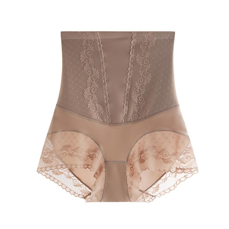 

Кружевные трусы с высокой талией для контроля живота, женский послеродовой корсет, шорты для коррекции бедер M（40-52.5kg） бежевый