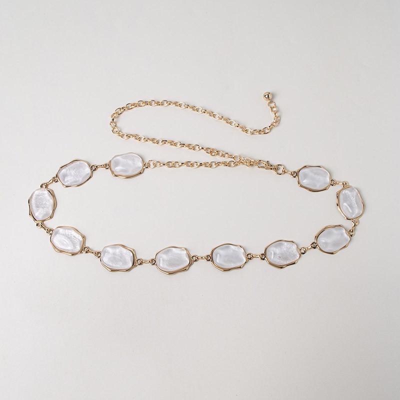 Elegante Catena Metallica per Vita Femminile con Decorazioni di Pietre Preziose per Accessorio Moda Estivo
