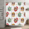 12-Piece Christmas Shower Curtain Set With Cats In Hats Bath Decor For Home Decoration Perfect Gift Idea (White) #