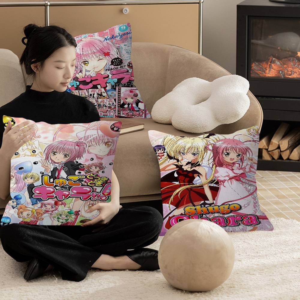 Shugo Chara Anime Pillow Covers Cartoon Sofa Decorative Home Doublesided Printing Short Plush Cute Cushion Cover