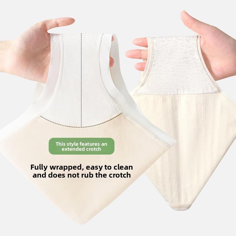 Girl Spring and Autumn Sweet Pure Cotton 10A Antibacterial Extension Crotch Skin Breathable Middle Waist Triangle Briefs
