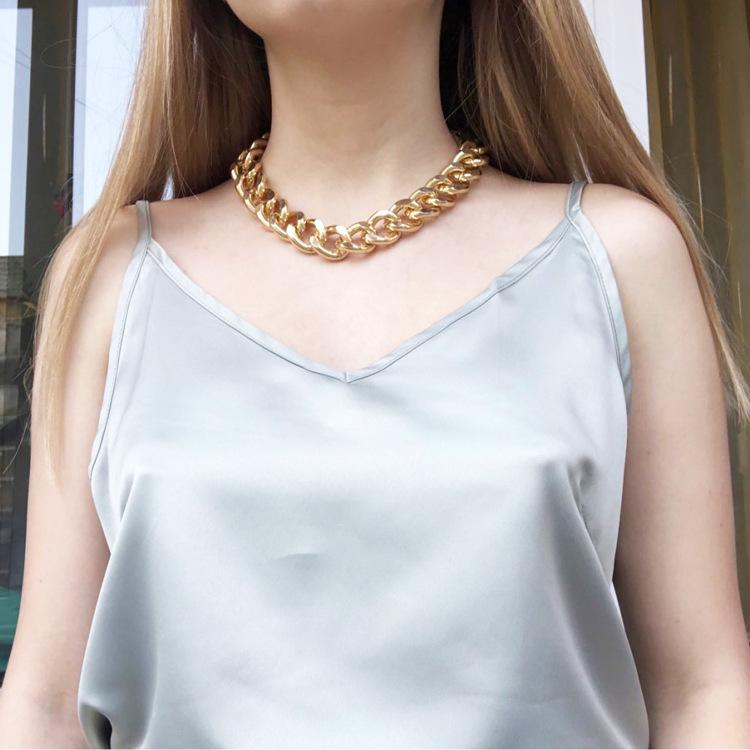 Punk style heavy metal chain necklace, stylish and simple hip hop NK thick side chain necklace