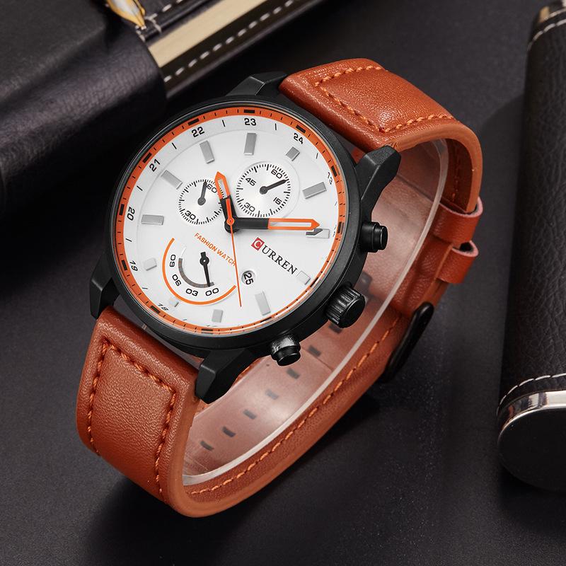 CURREN New 8217 Men's Casual Sports Watch Leather Strap Watch Calendar Watch Men's Watch