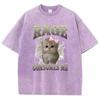 Oversize T Shirt Vintage Washed  Cotton TShirt Rage Consumes Me Cat Graphic Tee Casual Streetwear Spring Summer Shirt