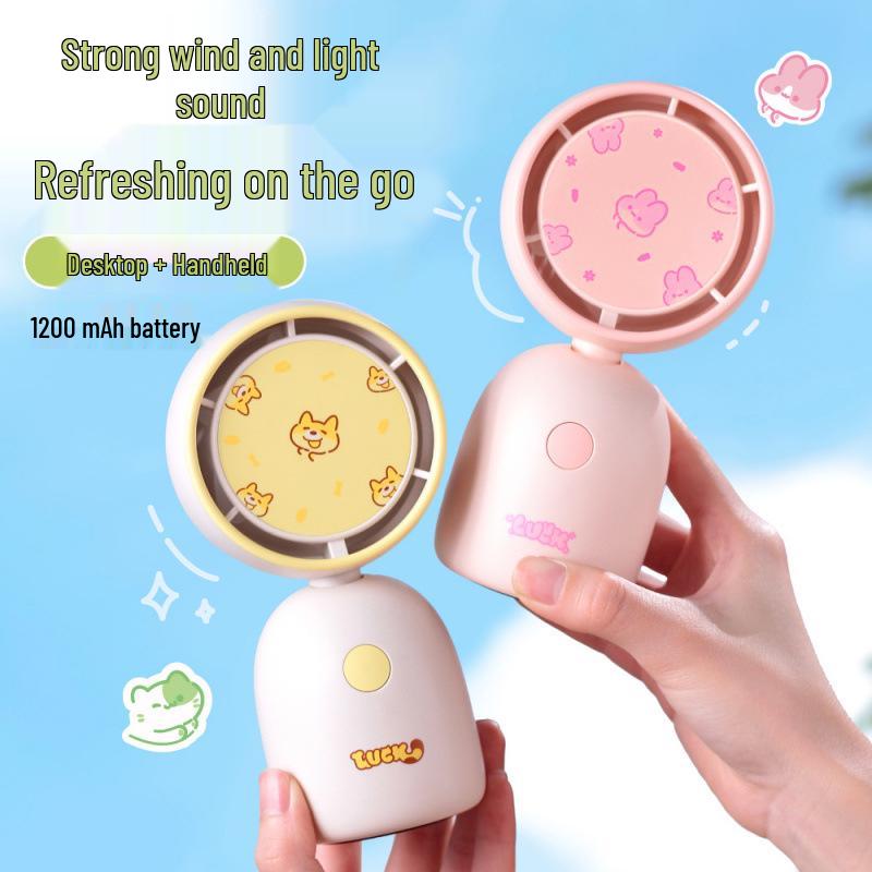 Portable USB Rechargeable Cartoon Fan for Students & Desktops