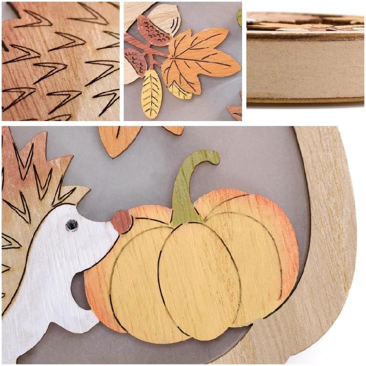 Handmade Fall Themed Wood Carving Decoration Thanksgiving Table Centerpieces Nontoxic Family Friendly Design Ornament